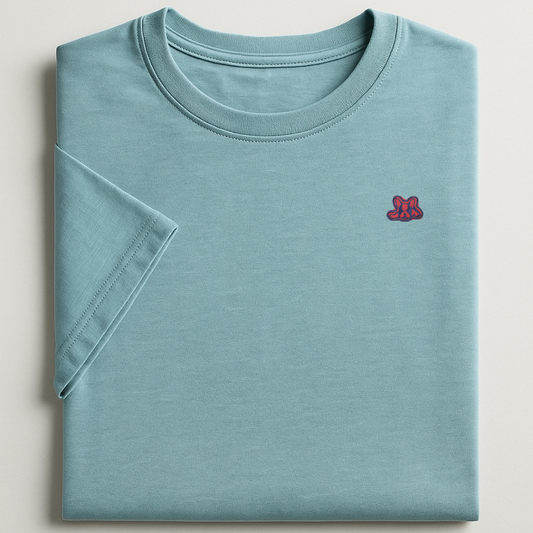 Playera en Contraste Manga Corta Modelo Bark Color Azul Claro