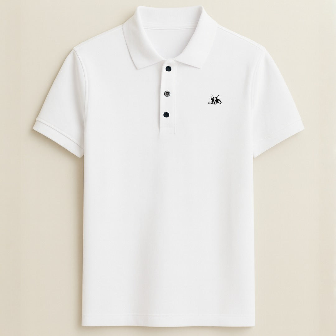 Playera polo de algodón manga corta casual para hombre Bark Blanco