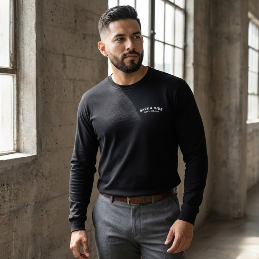 Playera Manga Larga Modelo Hide Color Negro