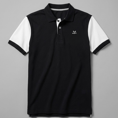 Polo en Contraste Modelo Bark Negro y Blanco
