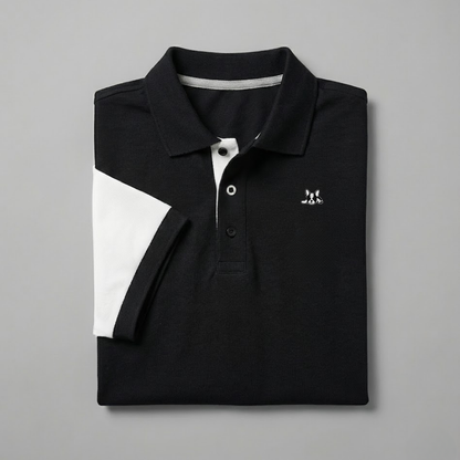 Polo en Contraste Modelo Bark Negro y Blanco