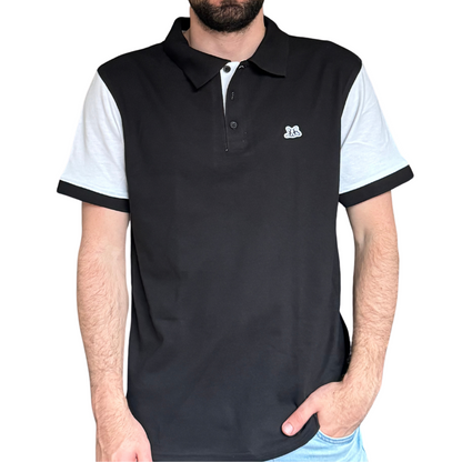 Polo en Contraste Modelo Bark Negro y Blanco