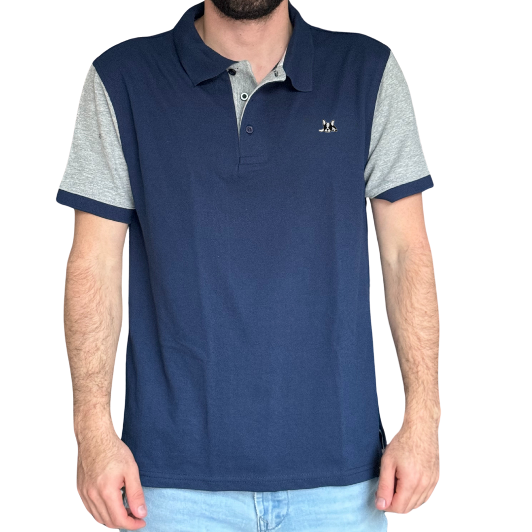 Polo en Contraste Modelo Bark Marino y Jaspe