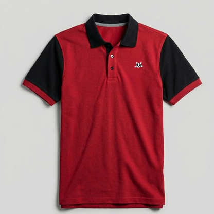 Polo en Contraste Modelo Bark Color Rojo y Negro
