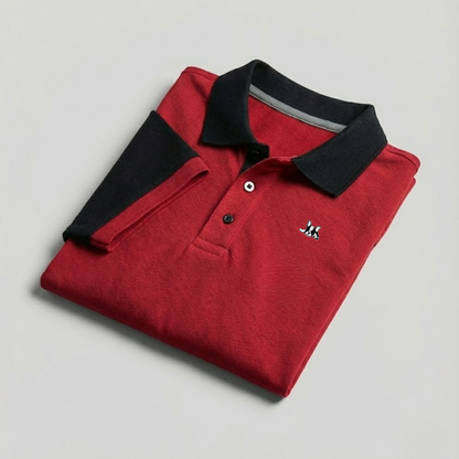 Polo en Contraste Modelo Bark Color Rojo y Negro