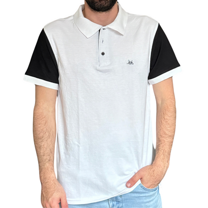 Polo en Contraste Modelo Bark Blanco y Negro