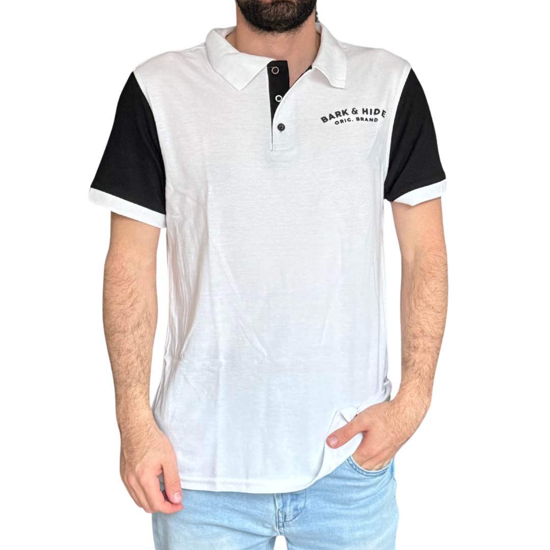 Polo en Contraste Modelo Hide Blanco y Negro