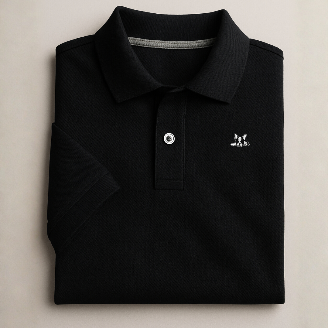 Playera polo de algodón manga corta casual para hombre Bark  Negro