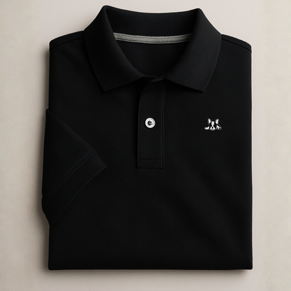 Playera polo de algodón manga corta casual para hombre Bark  Negro