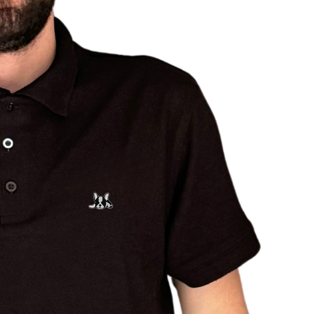 Playera polo de algodón manga corta casual para hombre Bark  Negro