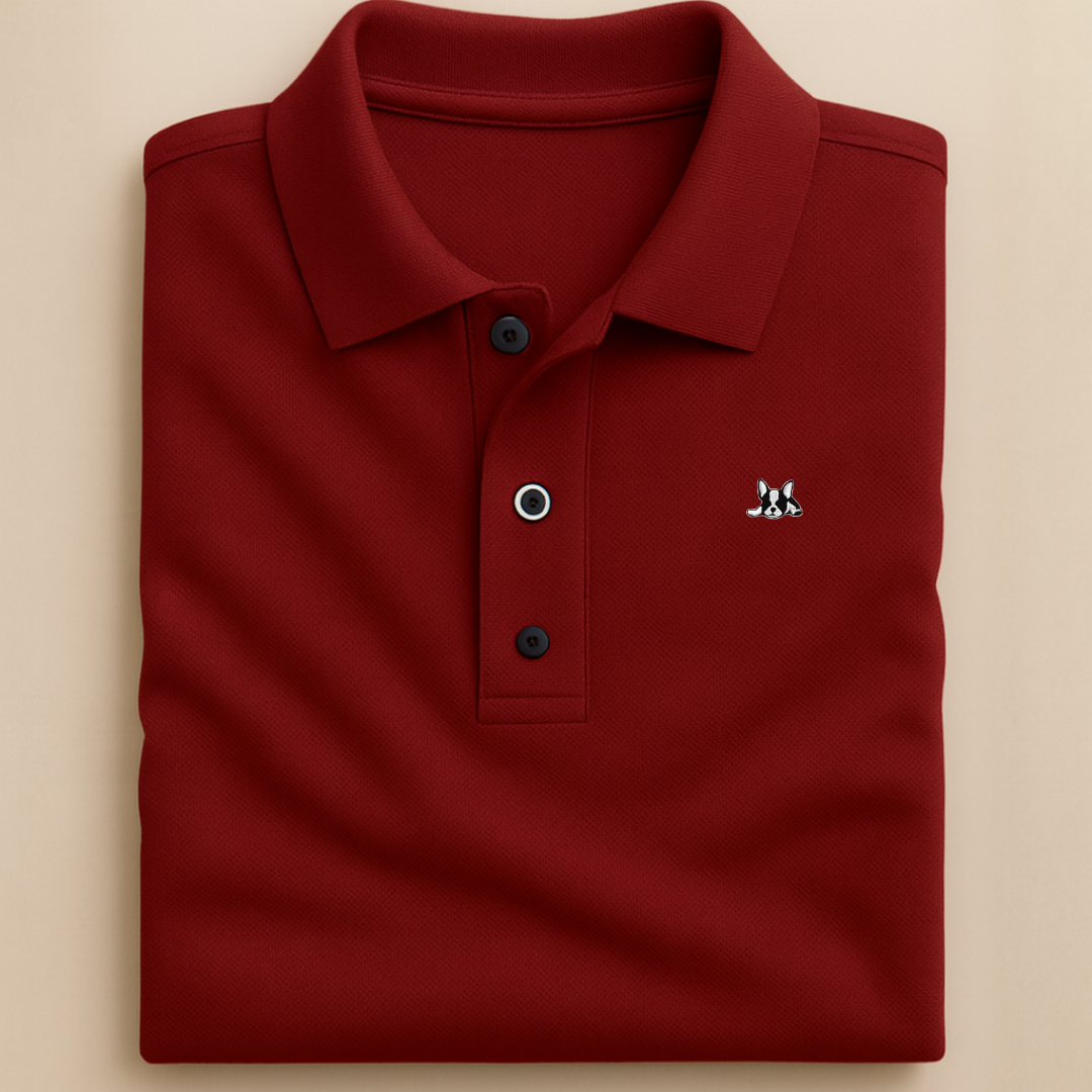 Playera polo de algodón manga corta casual para hombre Bark Vino
