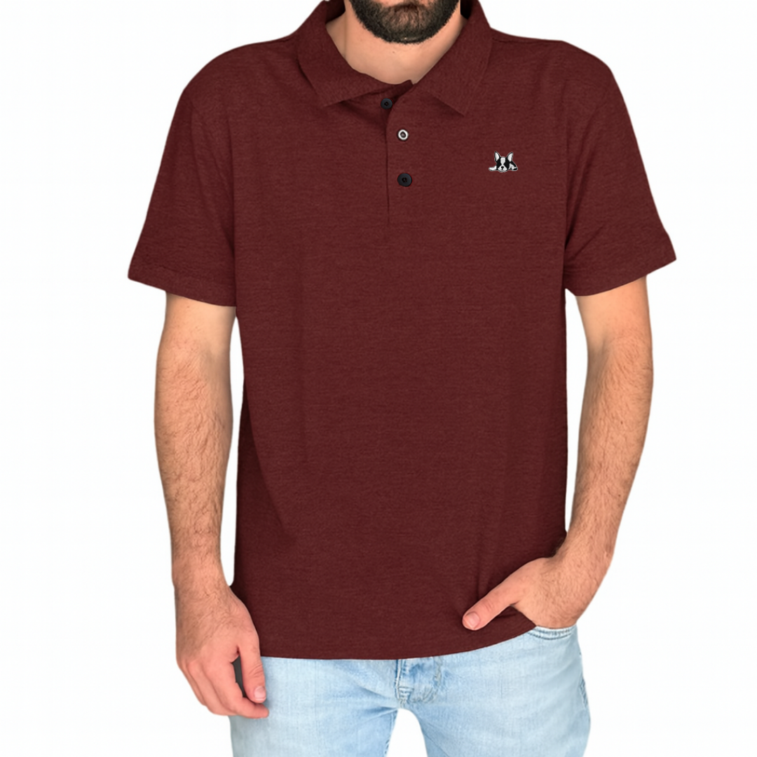 Playera polo de algodón manga corta casual para hombre Bark Vino