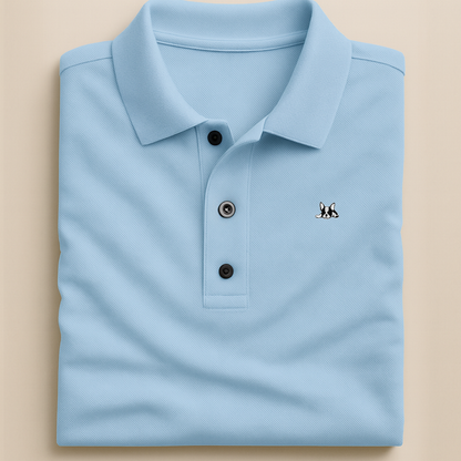 Playera polo de algodón manga corta casual para hombre Bark Azul Claro