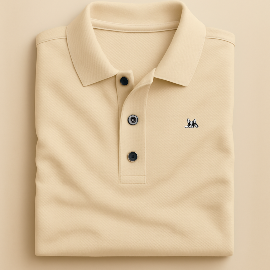 Playera polo de algodón manga corta casual para hombre Bark Beige