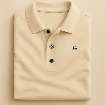 Playera polo de algodón manga corta casual para hombre Bark Beige