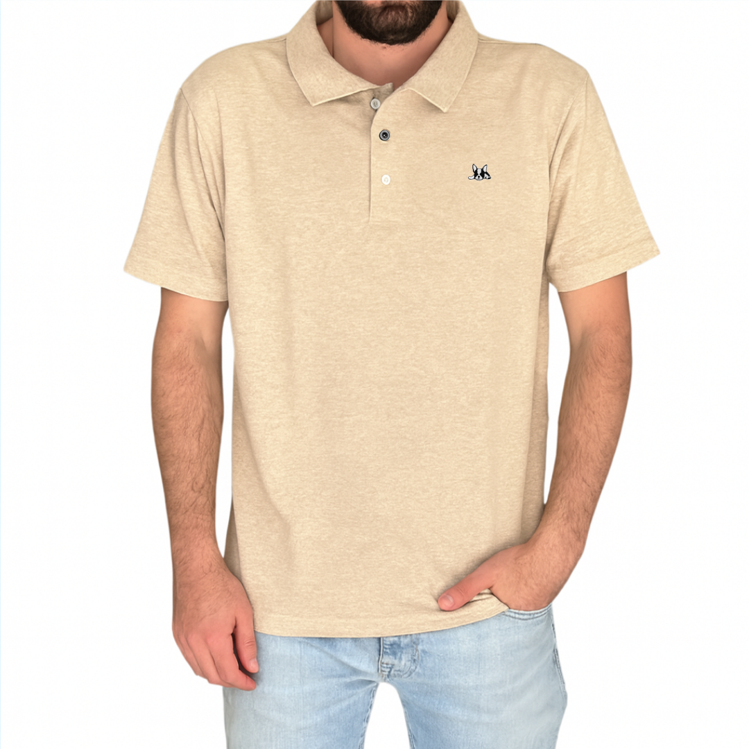 Playera polo de algodón manga corta casual para hombre Bark Beige