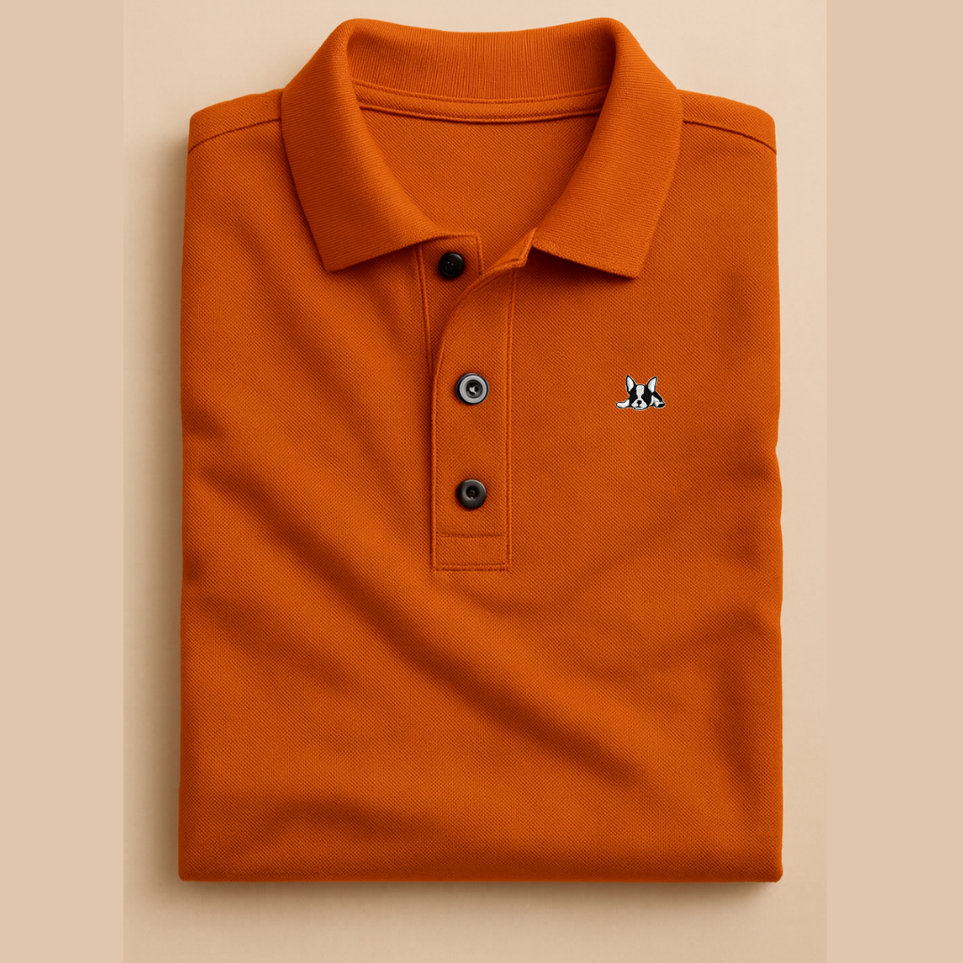 Playera polo de algodón manga corta casual para hombre Bark  Naranja