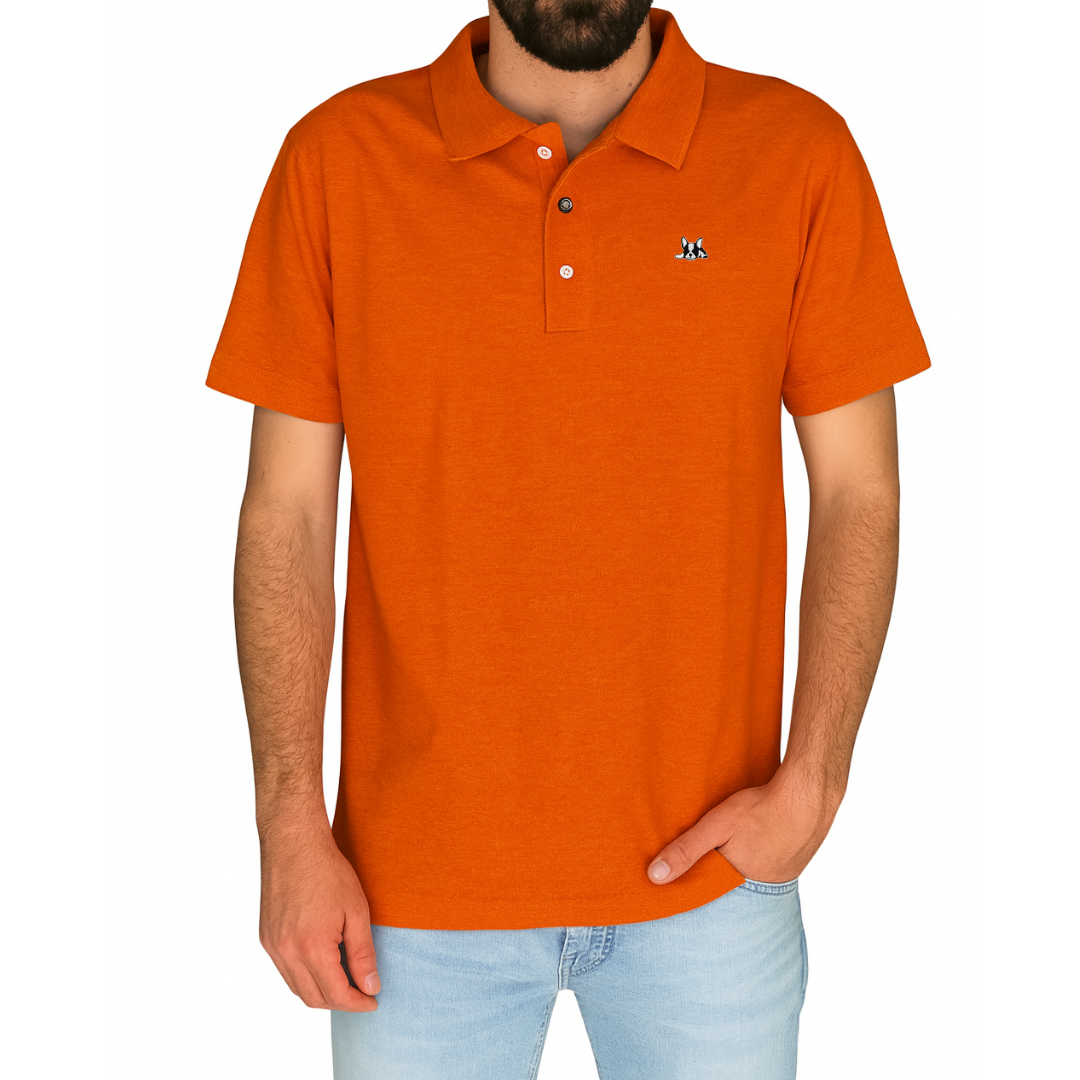 Playera polo de algodón manga corta casual para hombre Bark  Naranja