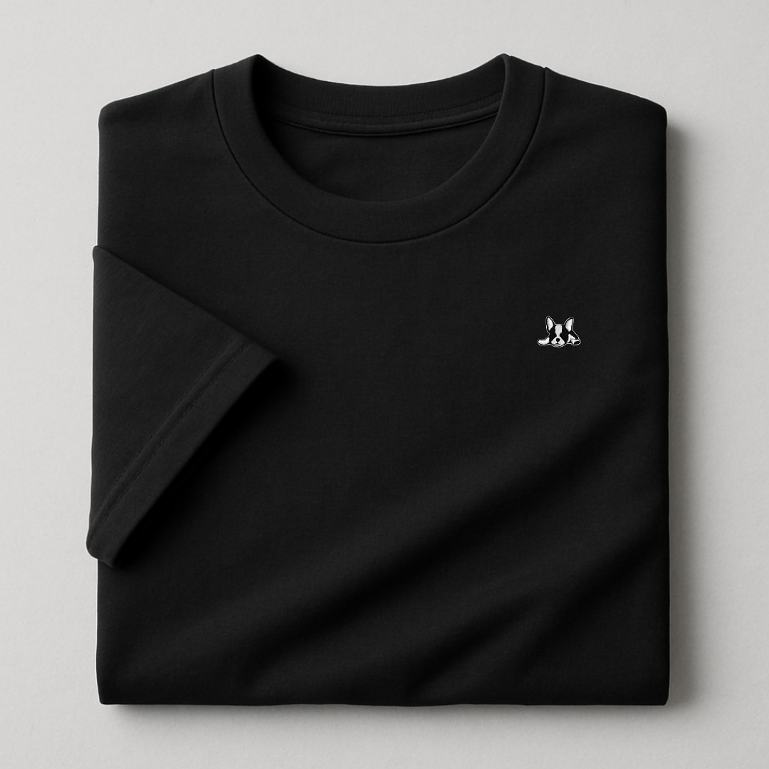 Playera de algodón manga corta casual para hombre Bark  Negro