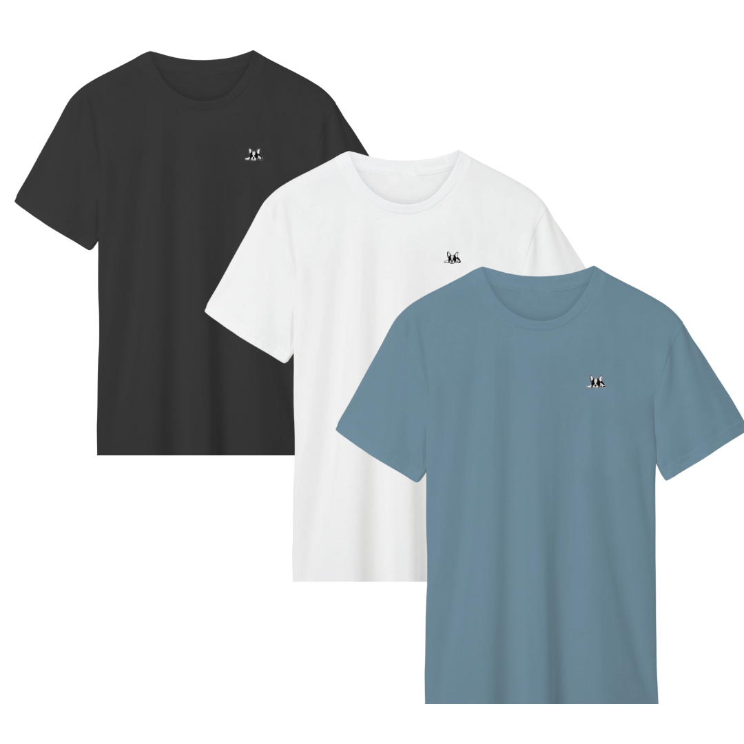 Set 3 Playeras Hombre Cuello Redondo Manga Corta Modelo Bark