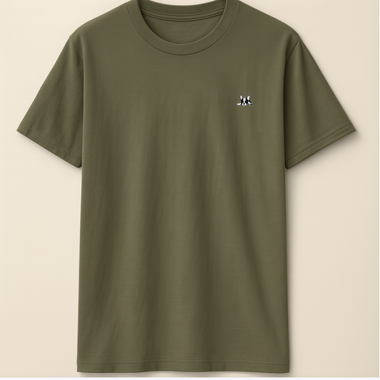 Playera de algodón manga corta casual para hombre Bark Verde Militar