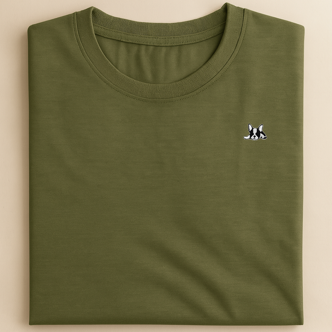 Playera de algodón manga corta casual para hombre Bark Verde Militar