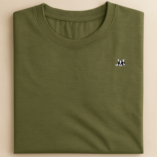 Playera de algodón manga corta casual para hombre Bark Verde Militar