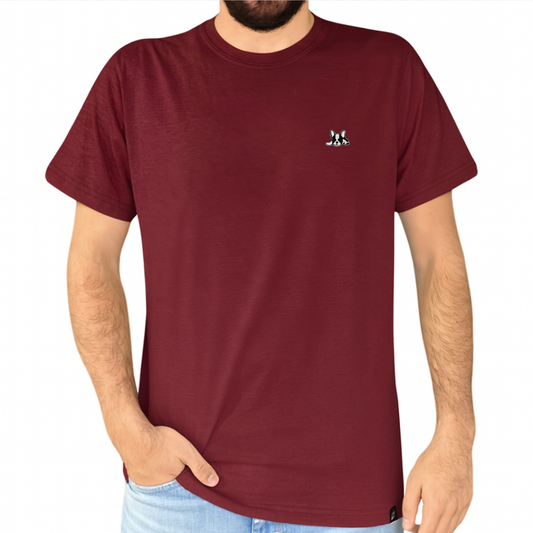 Playera de algodón manga corta casual para hombre Bark Vino