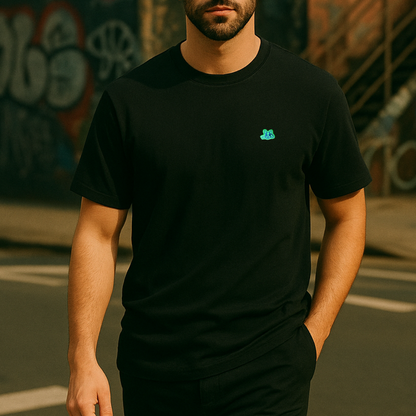 Playera en Contraste Manga Corta Modelo Bark Color Negro