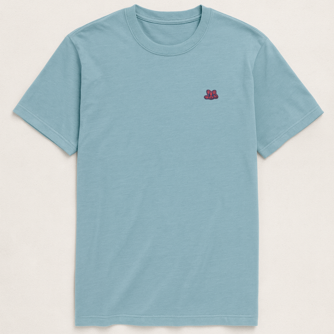 Playera en Contraste Manga Corta Modelo Bark Color Azul Claro