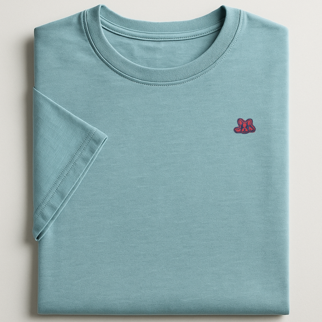 Playera en Contraste Manga Corta Modelo Bark Color Azul Claro