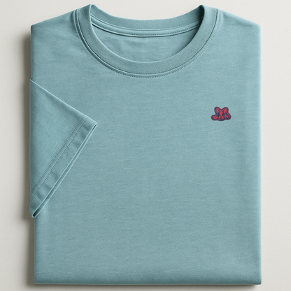 Playera en Contraste Manga Corta Modelo Bark Color Azul Claro