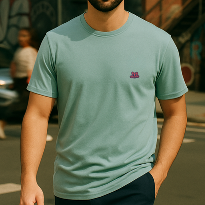 Playera en Contraste Manga Corta Modelo Bark Color Azul Claro