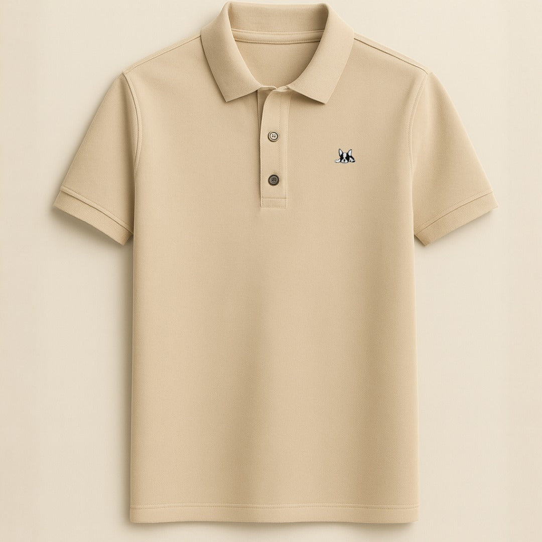 Playera polo de algodón manga corta casual para hombre Bark Beige