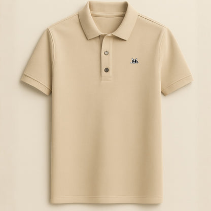 Playera polo de algodón manga corta casual para hombre Bark Beige