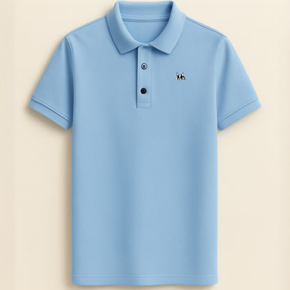 Playera polo de algodón manga corta casual para hombre Bark Azul Claro