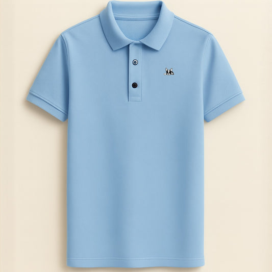 Playera polo de algodón manga corta casual para hombre Bark Azul Claro