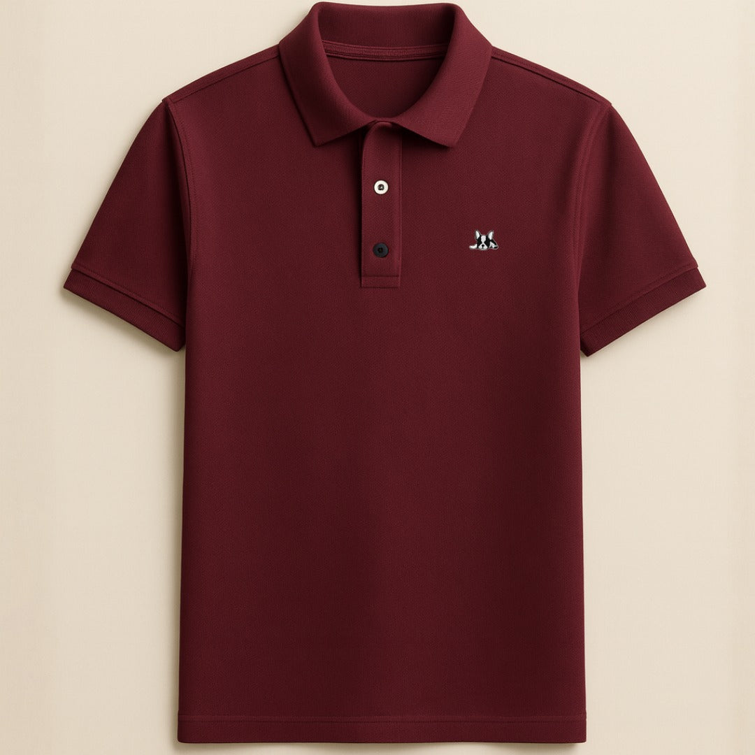 Playera polo de algodón manga corta casual para hombre Bark Vino