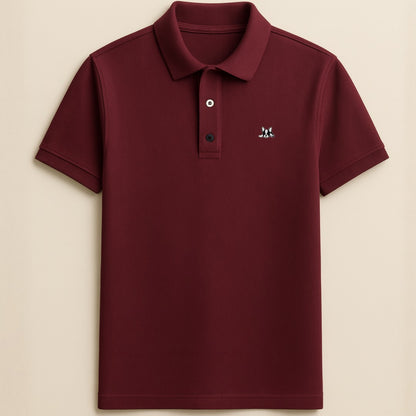 Playera polo de algodón manga corta casual para hombre Bark Vino