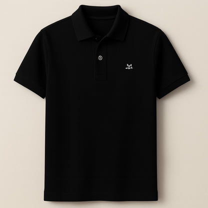 Playera polo de algodón manga corta casual para hombre Bark  Negro