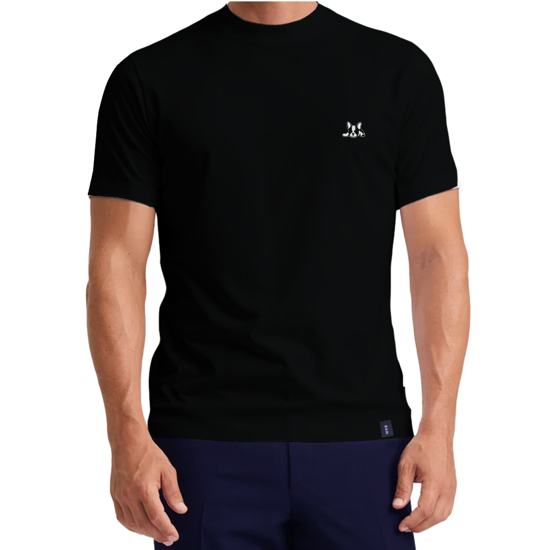 Playera Cuello Alto Manga Corta Modelo Bark Color Negro